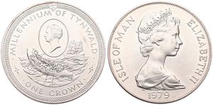 Isle of Man, British Dependency, Elizabeth II, 1 Crown Silver 1979, Millennium of Tynwald - Sir William Hillory, KM 50a, UNC