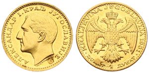 Yugoslavia, Kingdom, Alexander I, 1 Ducat Gold 1931 with countermark, Head left / Crowned double headed eagle with shield on breast, KM 12, UNC (*)