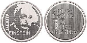 Switzerland, Confederation, 5 Francs Copper-Nickel 1979, Centennial of the birth of Albert Einstein, KM 57, UNC