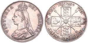 Great Britain, Kingdom, Victoria, Double Florin Silver 1889, Crowned and draped bust left, KM 763, A.XF