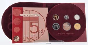 Netherlands, Kingdom, Beatrix, Official Annual Proof Set 1996 (6) in original packaging, KM PS44, PROOF (including 5 Cents Info Booklet)