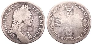 Great Britain, Kingdom, William III, 1 Shilling Silver 1696, Laureate bust right, KM 485, Fine