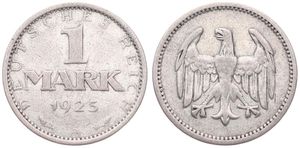 Germany, Weimar Republic, 1 Mark Silver 1925A, Eagle with wings spread, KM 42, VF