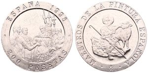 Spain, Kingdom, Juan Carlos I, 200 Pesetas Copper-Nickel 1995, Murillo and El Greco paintings, KM 951, UNC-