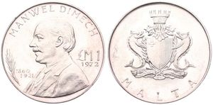 Malta, Republic, 1 Pound Silver 1972, Bust of Manwel Dimech left, KM 13, B.UNC