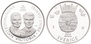 Sweden, Kingdom, Carl XVI Gustaf, 300 Kronor Silver 2010, Wedding of Princess Victoria and Daniel, KM 917, PROOFLIKE