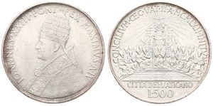 Vatican City, City State, 500 Lire Silver 1962/IV, Second Ecumenical Council, KM 74, UNC