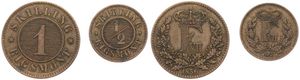 Denmark, Kingdom, Frederik VII, 1/2 & 1 Skilling Rigsmont Bronze 1856 & 1857, Crowned Monogram, KM 763 & 767, VF