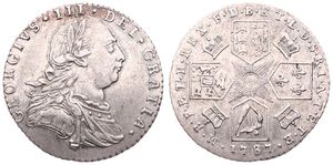Great Britain, Kingdom, George III, 6 Pence Silver 1787, Laureate bust right, KM 606.2, VF/XF