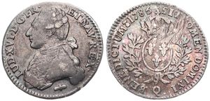 France, Kingdom, Louis XVI, 24 Sols (1/5 Ecu) Silver 1786Q, Uniformed bust left, KM 569.11 (Perpignan), VF