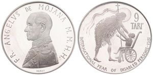 Order of Malta, Sovereign Order, Angelo de Mojana di Cologna, 9 Tari Silver 1981, International Year of Disabled Persons, KM X86, PROOF