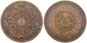 Europe, European Union, 1 Euroflorin Medal in Patinated Bronze 1979, Elections for the European Parliament, Legend & 12 stars within beaded circle / Nine Shields, GMJ E.1a, UNC