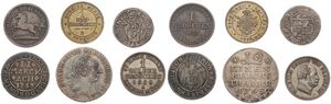 German States, Mixed States, Very nice lot with 6 different older silver circulation type coins including scarcer items, F/VF