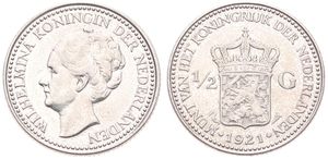 Netherlands, Kingdom, Wilhelmina I, 1/2 Gulden Silver 1921, Head left, KM 160, A.XF