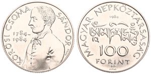 Hungary, Peoples Republic, 100 Forint Copper-Nickel 1984, 200th Anniversary of the Birth of Sandor Korosi Csoma, KM 638, B.UNC