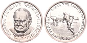 Great Britain, Kingdom, George VI, Medal in Silver Plated 1940 by Hunt & Foley, Winston Churchill facing / Pilot running to his Spitfire, PROOFLIKE