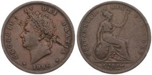 Great Britain, Kingdom, George IV, 1 Penny Copper 1826, Laureate head left, KM 693, A.VF (small edgenicks)