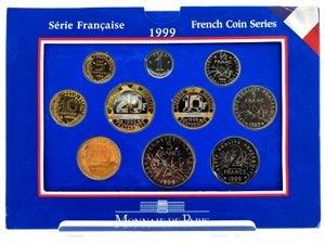 France, Republic, Official Annual Mint Set 1999 (10) in original packaging, KM MS15, UNC 