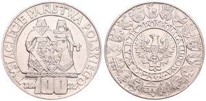 Poland, Peoples Republic, 100 Zlotych Silver 1966, Polish Millennium, KM 57, UNC