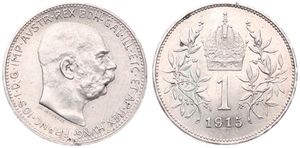 Austria, Empire, Franz Joseph I, 1 Corona Silver 1915, Head right, KM 2820, XF/AU