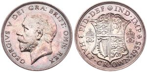 Great Britain, Kingdom, George V, 1/2 Crown Silver 1935, Head left, KM 835, XF