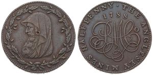 Great Britain, Kingdom, George III, 1/2 Penny Token in Copper 1788 Anglesey, Anglesey Mines Co. / Bust of a Druid left within wreath, VF