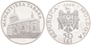 Moldova, Republic, 50 Lei Silver 2000, Manastirea Tabara, KM 12, SCARCE, PROOF