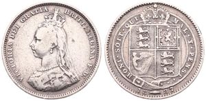 Great Britain, Kingdom, Victoria, 1 Shilling Silver 1887, Crowned and draped bust left, KM 761, A.VF