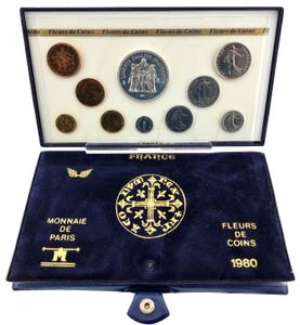 France, Republic, Official Annual Specimen FDC Set 1980 (10) in original packaging, KM SS17, UNC