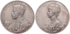 Great Britain, Kingdom, George V, Medal in Silver 1911 by B. MacKennal, Coronation, Crowned Bust of George V left / Crowned bust of Queen Mary left, UNC 