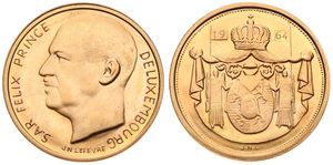 Luxembourg, Grand Duchy, Charlotte, 40 Francs Gold 1964, Prince Felix facing left, KM X M6, UNC (*)