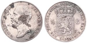 Netherlands, Kingdom, William II, 1/2 Gulden Silver 1848/47, Bearded head left, KM 73.1, VF+
