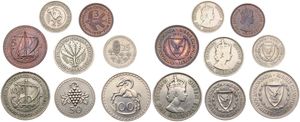 Cyprus, British Colony, Mixed Reigns, Good lot with 8 different older copper-nickel & bronze circulation type coins in nice grades including better items...