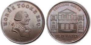 Great Britain, Kingdom, George III, 1/2 Penny Token in Copper (1798) London - Holborn,  Thomas Spence Token, Bust of John Horne Tooke right / Sessions House - Old Baily, A.UNC