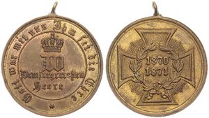 Germany, Empire, Token in Brass 1870-1871, Dem Siegreichen Heere, Crown above legend within circle, Dates within wreath within iron cross, XF