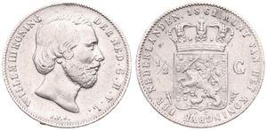 Netherlands, Kingdom, William III, 1/2 Gulden Silver 1861, Bearded head right, KM 92, VF