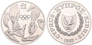 Cyprus, Republic, 1 Pound Copper-Nickel 1992, Olympics - Relay Racing, KM 67, UNC