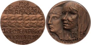 Portugal, Republic, Medal in Bronze 1968, International Exhibition - Museo de la fabrica nacional de moneda y timbre, HIGH RELIEF, UNC