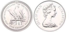 Isle of Man, British Dependency, Elizabeth II, 1 Crown Silver 1978, 25th Anniversary of the Queen's Coronation, KM 43a, UNC
