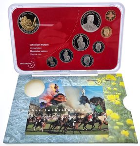 Switzerland, Confederation, Official Annual Mint Set 2001 (9) in original packaging, KM MS35, B.UNC