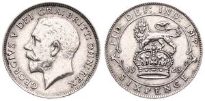 Great Britain, Kingdom, George V, 6 Pence Silver 1923, Head left, KM 815a.1, KEY DATE, XF