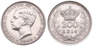 Portugal, Kingdom, Manuel II, 200 Reis Silver 1909, Head left, KM 549, XF
