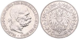 Austria, Empire, Franz Joseph I, 5 Corona Silver 1900, Laureate bust right, KM 2807, VF