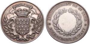 France, Republic, Medal in Silver ND by Desaide, Montjoye Saint Denis - Enseignement du Chant, Crowned arms within wreath / Legend around wreath, XF