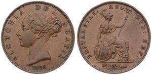 Great Britain, Kingdom, Victoria, 1/2 Penny Copper 1853, Bust of the Queen left, KM 726, A.XF