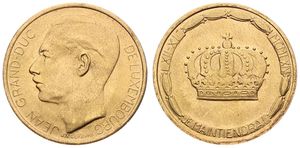 Luxembourg, Grand Duchy, Jean, 20 Francs Gold 1964, Coronation, KM X M4b, UNC (*)