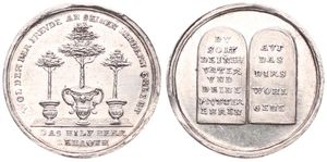 Germany, Empire, Medal in Silver ND (18th cent), Zehn Gebote, Gebote : Du solt deine Vater und dein Mutter Ehren / Thee trees in pots - Das hilf Herr Zebaoth, XF