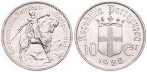 Portugal, Republic, 10 Escudos Silver 1928, Battle of Ourique - Armored knight on horse, KM 579, UNC