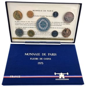 France, Republic, Official Annual Specimen FDC Set 1975 (9) in original packaging, KM SS12, UNC