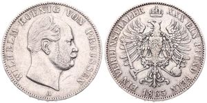 German States, Prussia, Friedrich Wilhelm IV, 1 Thaler Silver 1863A, Bearded head right, KM 489, VF